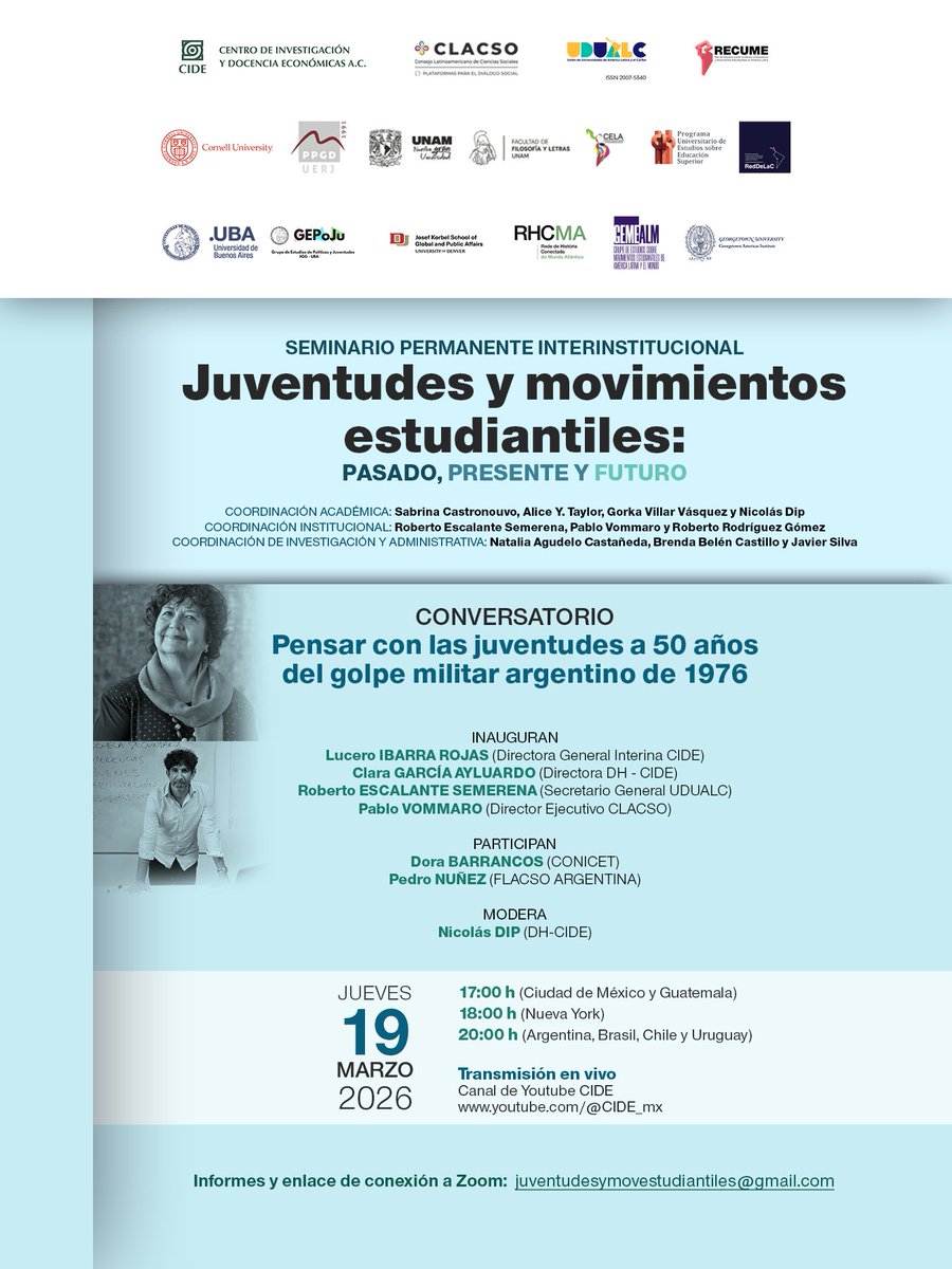 Nicolas_Dip's tweet photo. ¿Pueden tener las ciencias sociales sesgos adultocéntricos?

Sí, por eso en estas fechas tan importantes seguimos apostando más que nunca al diálogo y la construcción intergeneracional

Y nos acompaña Dora Barrancos, qué más pedir

Pueden seguir la sesión en

https://t.co/2vURbyXUjZ

O pedir el link de zoom en:

juventudesymovestudiantiles@gmail.com

Y quienes quieran ser parte del seminario se pueden anotar en:

https://t.co/HvGvRenBkU
