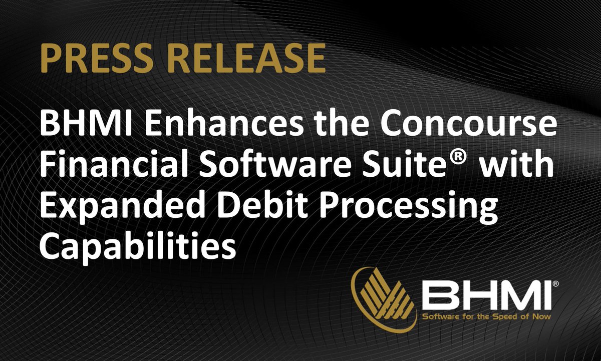 bhmisoftware's tweet photo. BHMI is continuing to expand the capabilities of the Concourse Financial Software Suite®, now with enhanced support for debit processing in Canada.  

Read the full press release here: https://t.co/8gi63SNK9o https://t.co/XftG0IeEj6