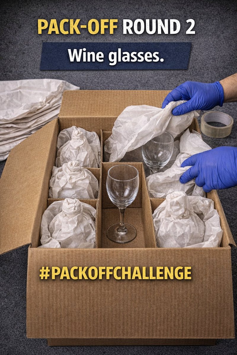 AllianceReloSrv's tweet photo. Wine glasses are one of the most commonly broken items during a move. 🍷📦

Round 2 of the #PackOffChallenge:
How would you pack these so they survive the truck?
Movers know the trick… do you? 👇

#MovingTips #PackingMatters https://t.co/rlyxkCaqWy