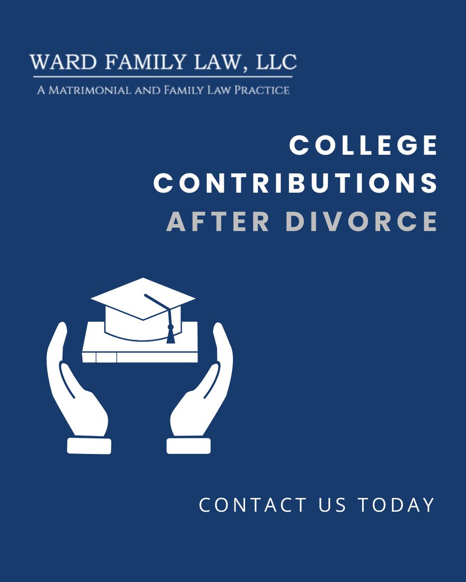 WARDFAMILYLAW1's tweet photo. After a divorce, either parent can petition the other parent for contribution to college education expenses. Contact us today to learn more or to schedule a consultation. 
#Divorce #CollegeExpenses

https://t.co/gbPO06s78w https://t.co/k2HwTfiFvW