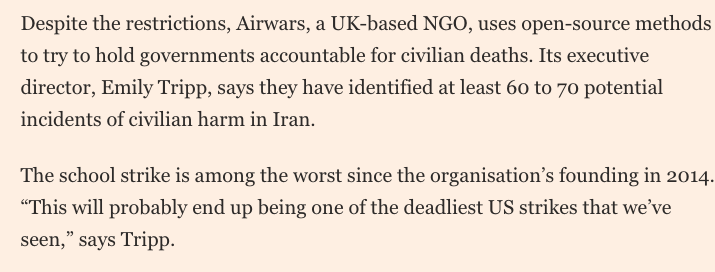 airwars's tweet photo. Airwars' director Emily Tripp quoted in the @FinancialTimes on the challenges of reliable information in the Iran war

https://t.co/t19n98EQds https://t.co/vNIXKY5kON