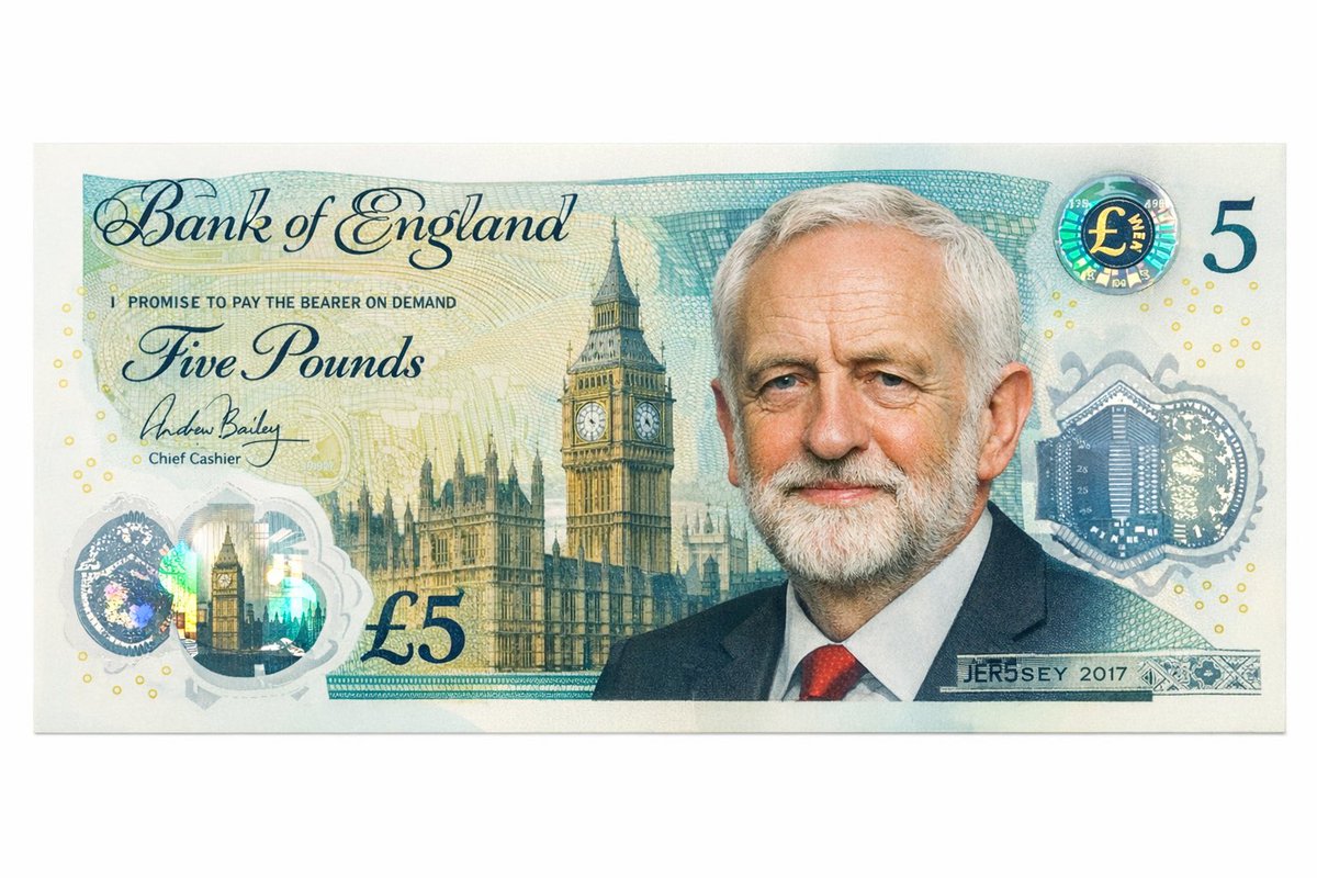 duncanedwards8's tweet image. Loving the new £5 note design for 2026. Good to see one political heavyweight replaced by another. #FivePoundNote #Churchill #Corbyn #politics #Lefties #ReformUK #RestoreBritain