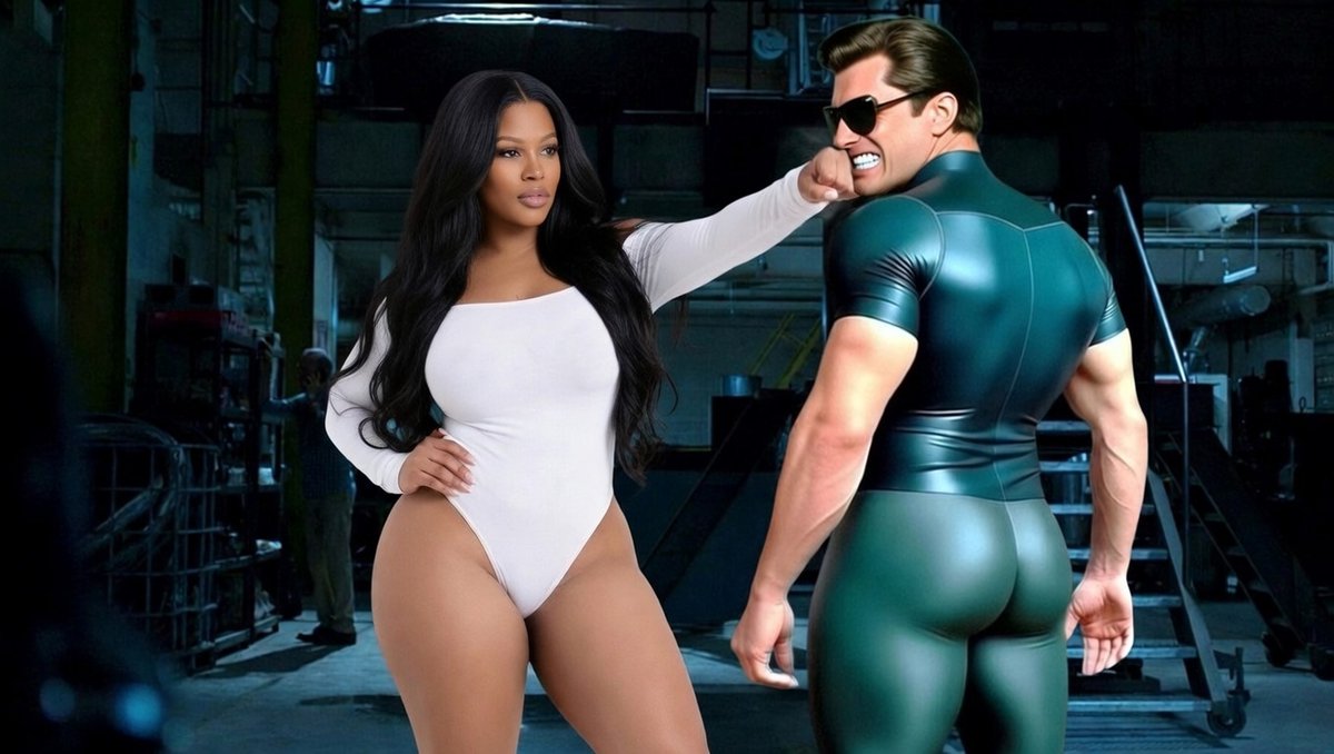 SpandExpert's tweet photo. Shaquana taking care of the cowardly henchman. She gives the man, who was complicit in human trafficking, brutal punches to his face which caused him to fall. Shaquana took advantage of the helpless man and smothered his face with her sweaty butt which caused him to pass out. https://t.co/w4BABUyofX