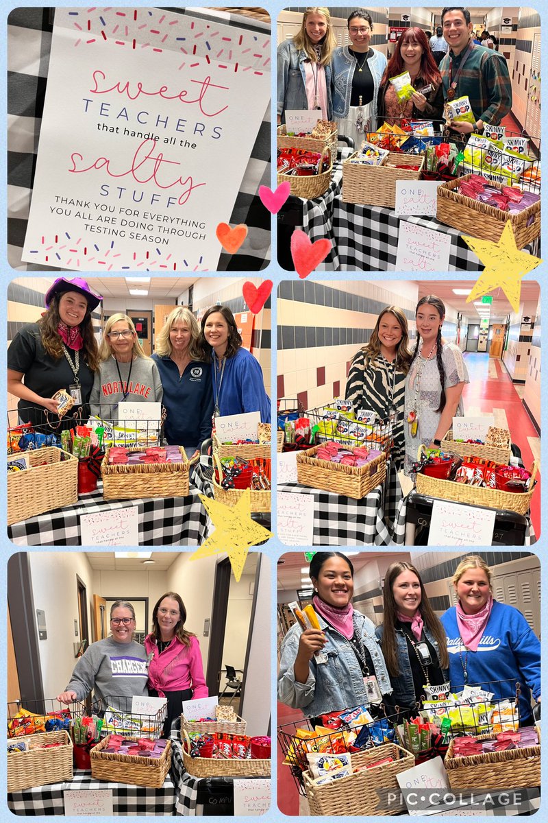 kyleebradford's tweet photo. These Northlake Elementary teachers are too sweet during this salty testing season, so @MrsCoutant and I just had to celebrate them!❤️🎉🖤 https://t.co/QhAzPXA2iv