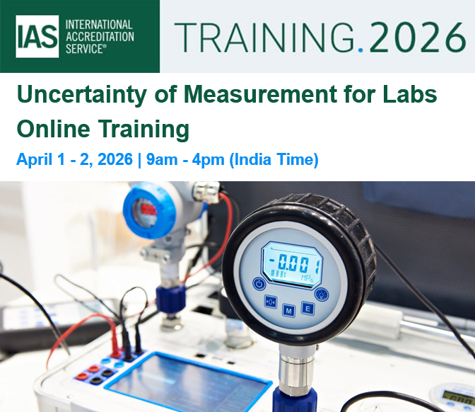 IntlAccredSvc's tweet image. Uncertainty of Measurement for Labs is the topic of an IAS Online Training offered April 1-2, 2026, 9am - 4pm (India Time). Learn about these requirements in ISO/IEC 17025. bit.ly/4rAboTP

#ConformityAssessment #IASAccredited #Accreditation #IASTraining #IASonline
