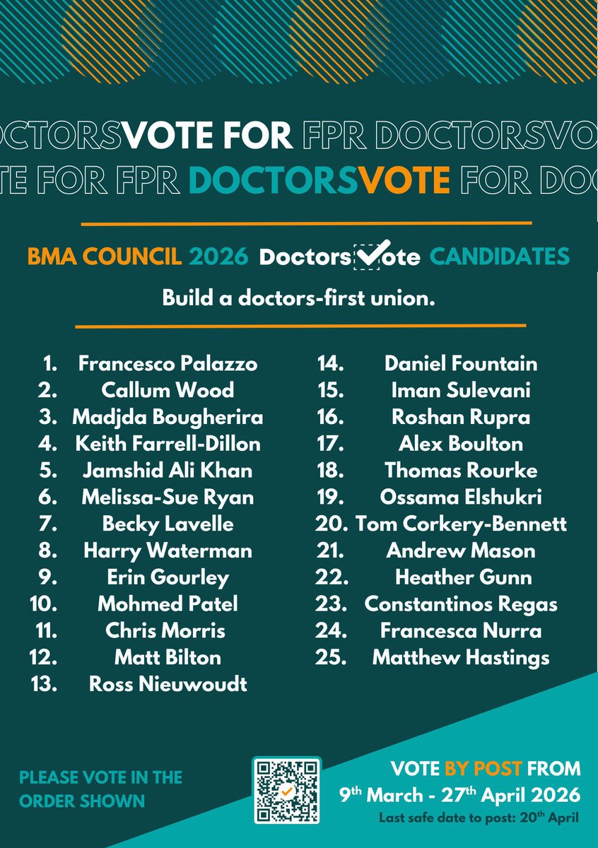 I'm running for UK Council with <a href="/DoctorsVoteUK/">DoctorsVote</a> 
My personal platform centres around making the BMA a more transparent, engaging, and democratic body. I’ve proven this by calling for the ARM seats to RDC to be abolished, and more recently by launching my BMA Explained series. 1/X