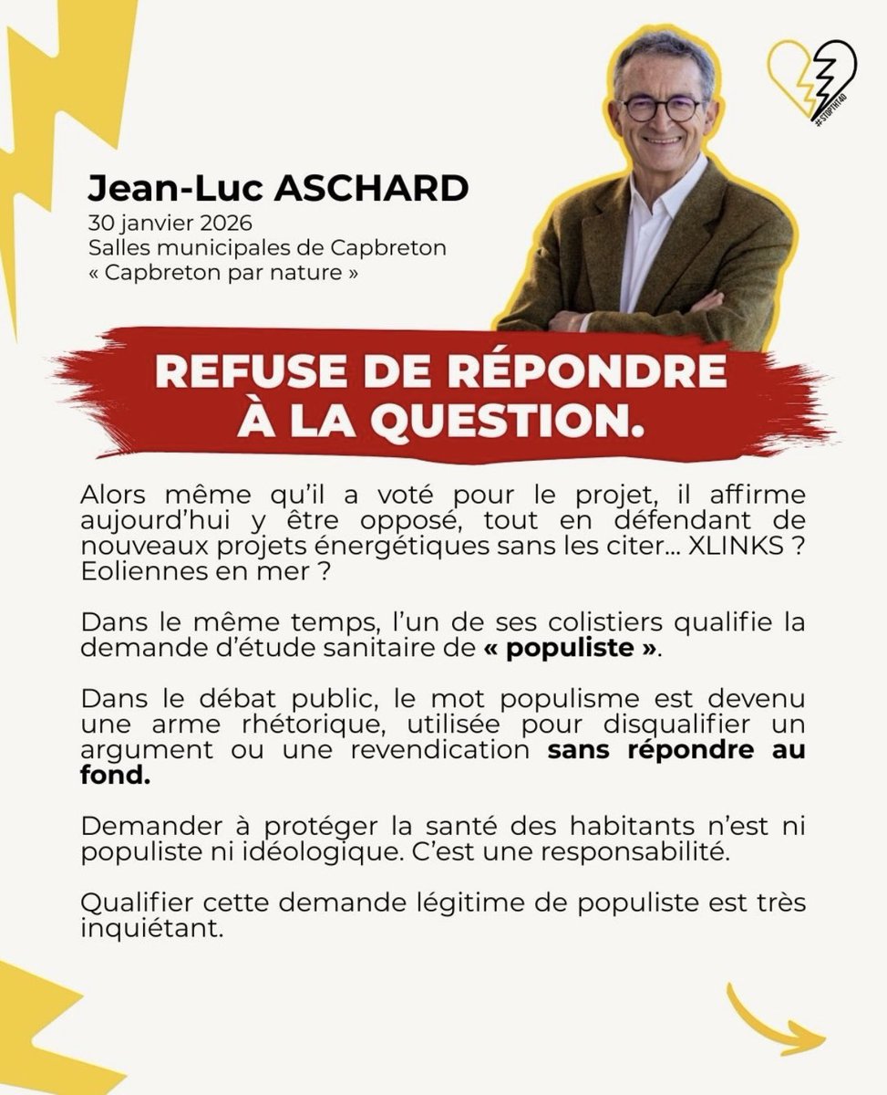 StopTHT40's tweet photo. ELECTIONS MUNICIPALES de #CAPBRETON
Nous avons posé la même question aux 3 candidats :
"Êtes-vous favorable à une étude d'impact sanitaire indépendante sur la ligne THT Golfe de Gascogne ?"
1/2 #400000volts #THT #electionsmunicipales #Landes https://t.co/Q4UPhjgsfH