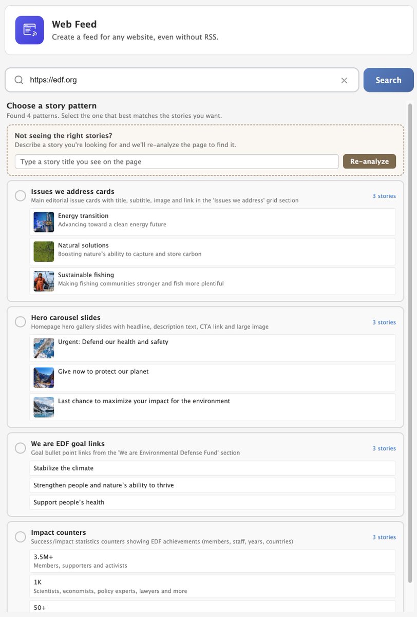 NewsBlur's tweet photo. Not every website has an RSS feed. Now that doesn't matter. Web Feeds is a new NewsBlur feature that    turns any website into a live RSS feed. Point it at a URL, and it figures out the rest.

https://t.co/peRNWbHHoO https://t.co/KAgt4VZdp9