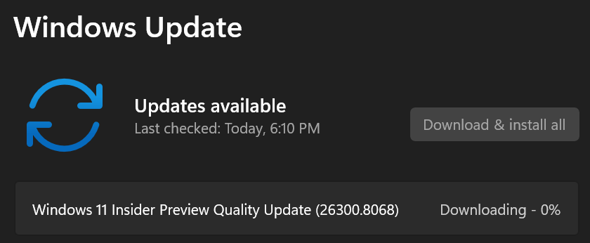 ErikMoreau's tweet photo. #Flighting Windows 11 Build 26300.8068 in the #DevChannel @windowsinsider @DJ_EddieL @NorthFaceHiker @JenMsft @amanda_lango @maisondasilva @megahoch @brandonleblanc @JamesvandenBerg @aavdberg #areyouflightingyet #WindowsInsiders โ๏ธhttps://t.co/AAumo09Fjp https://t.co/AHmjDIX8qe