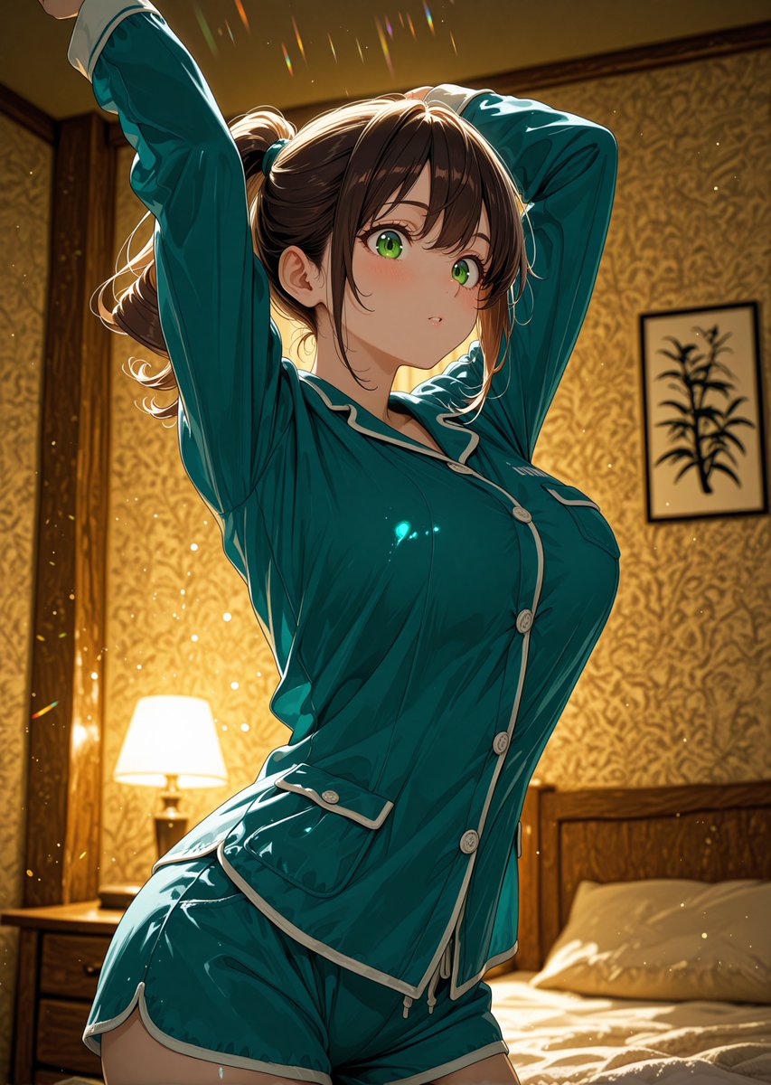 寝る前のストレッチだよ♡

一緒にやる？

ぐっすり寝られるんだよ〜