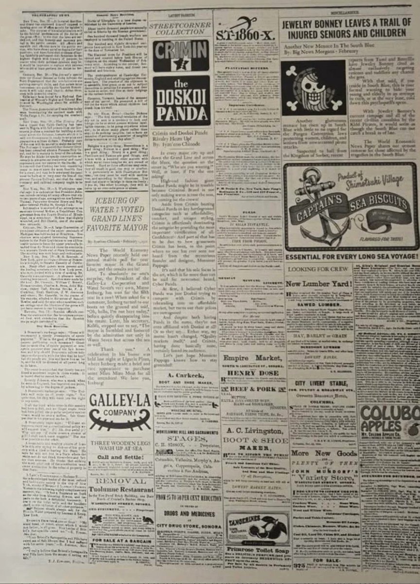 whatonnetflix's tweet photo. Full view of Mr. 5's newspaper seen in ONE PIECE Season 2. 

Courtesy of visual artist Randy Troy. https://t.co/ydWgJICuCx