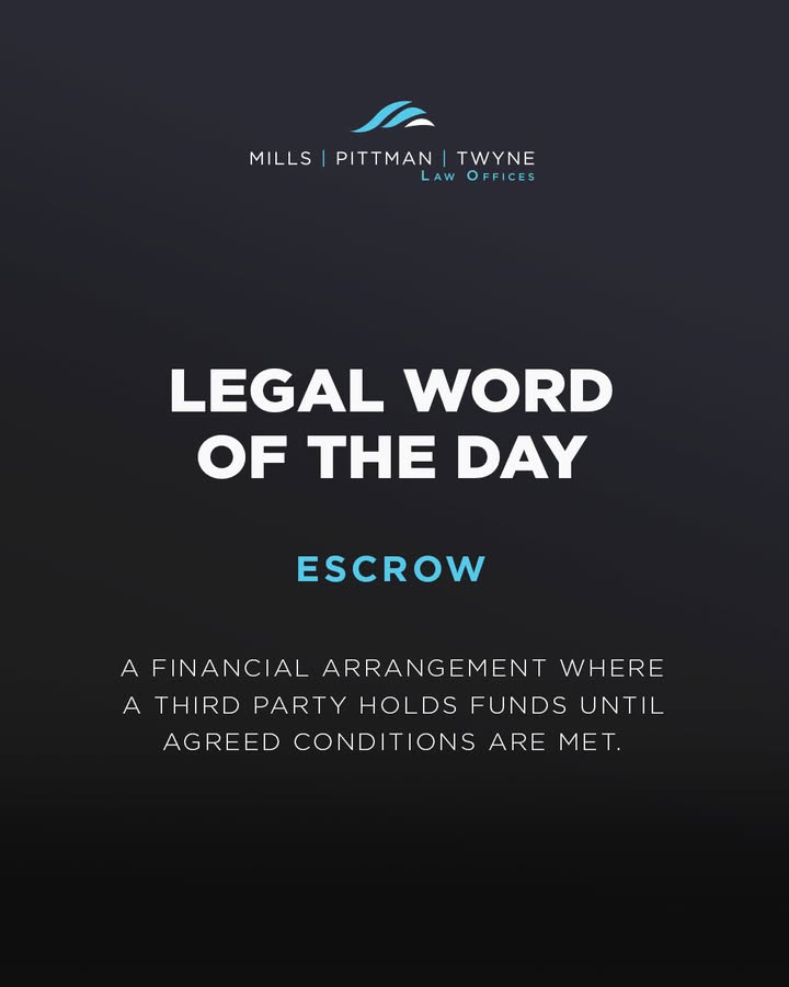 Legal Word of the Day: Escrow

An escrow is a financial arrangement where a neutral third party holds funds until all agreed conditions are met. Commonly used in real estate and business transactions, it helps protect both buyers and sellers.

#LegalWordOfTheDay