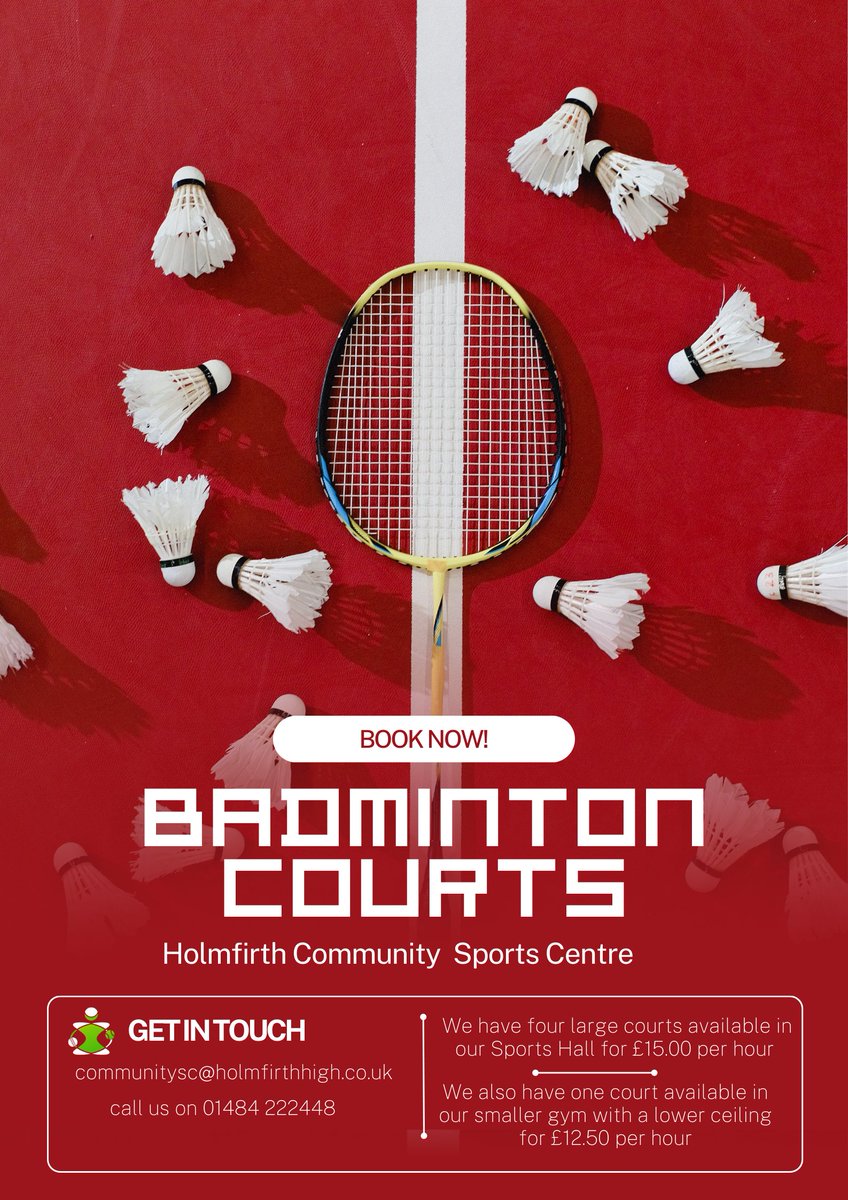 Fancy a game? We have a large sports hall or a small gym available for Badminton, please contact us for availability.
#badminton #players #fitness #game #holmfirthevents #sportscentre