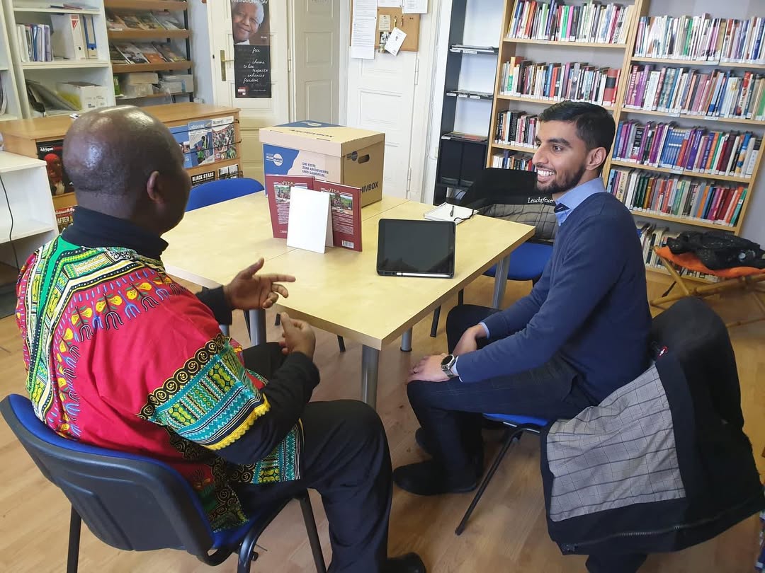 the Chairman and Missionary of the AMS Mr. Kashif Janjua got the opportunity to have a meeting with the Head of the organisation 'Humanitas Afrika', respected Kofi Nkrumah. Within this meeting many topics were discussed such as talks of the AMS helping Humanitas Afrika's projects