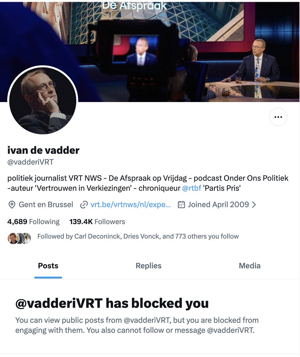 fthevissen's tweet photo. @BetVam @vadderiVRT @vrtnws Zodra je de man met een inconvenient truth confronteert, schakelt hij over op rancuneuze vergeldingsmodus, zowel voor als achter de schermen. Maar dansen met (sommige) politici, dat doet hij blijkbaar nog steeds graag. 🤡 #IvanDeVadder #vrtnws #deafspraakopvrijdag https://t.co/bHIHijCc1C