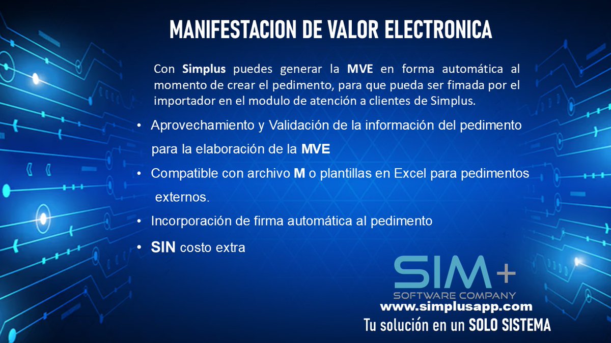 AppSimplus's tweet photo. Faltan 19 dias para la implementación de la #MVE, con SIMPLUS la puedes generar de forma automática al momento de crear el #pedimento, SIN COSTO EXTRA. Contactanos para mayor información a info@simplusapp.com/www.simplusapp.com https://t.co/9hUYsIF8eV