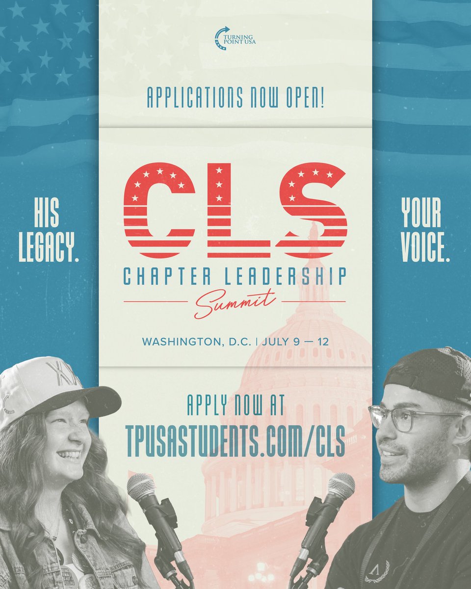 CHAPTER LEADERS! This one is for YOU! 🫵

CLS 2026 IS COMING TO WASHINGTON, D.C. 

Join us July 9–12 for the 10th Annual Chapter Leadership Summit for the most patriotic CLS ever.

You DON’T want to miss this exclusive opportunity. 

Apply today ➡️➡️ tpusastudents.com/cls