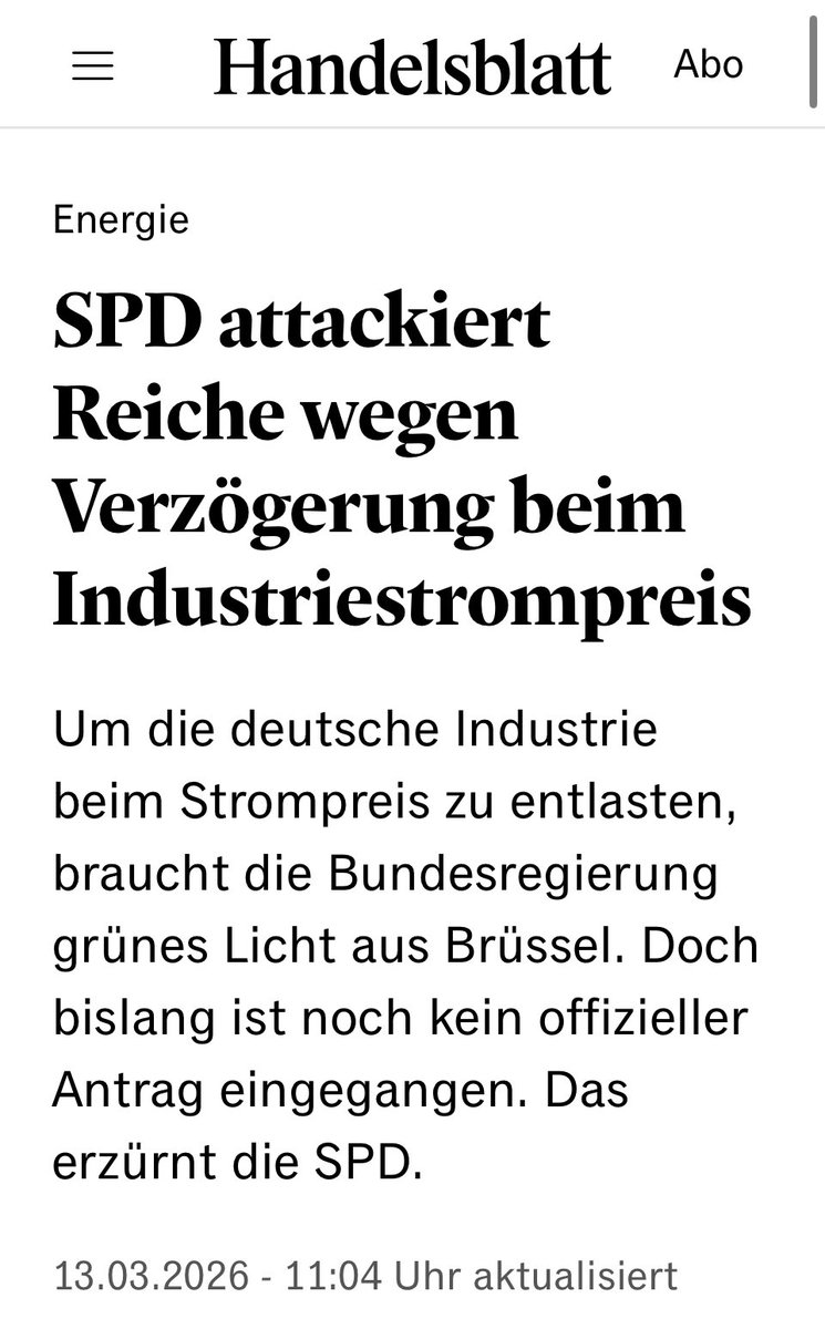 Diese Frau bekommt doch einfach gar nichts hin, aber wirklich überhaupt nichts. 

#Reiche #Industriestrompreis #Reichekannesnicht