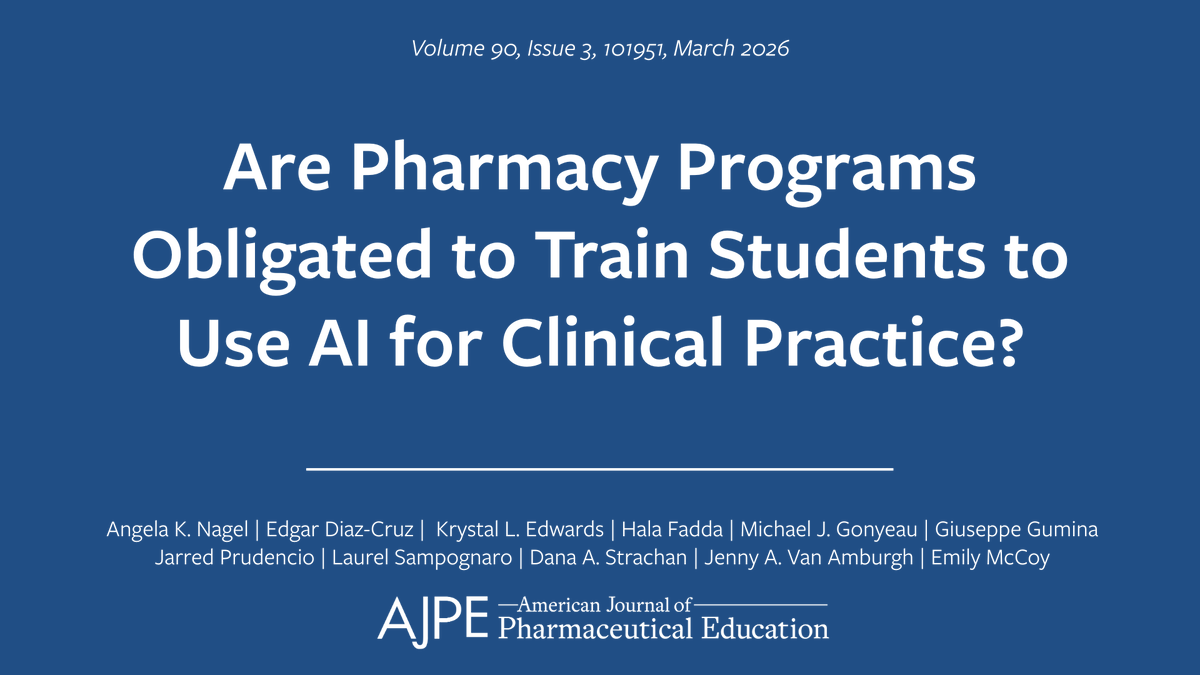 TheAJPE's tweet photo. Are pharmacy programs obligated to train students to use AI for clinical practice?

This article highlights a collab between 2 ALFP groups examining AI’s benefits for clinical care and the challenges of integrating it into pharmacy education.

Read more: https://t.co/jp1zyoO8uc https://t.co/q1pk1SK6uQ