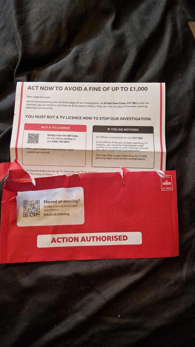 CadarnGoneMad's tweet photo. Hey @tvlicensing, fo you think these letter are intimidating to someone who desnt watch live sport, the BBC, ITV, C4 or C5??  I know my rights, so please send someone when I am in.....will be so entertaining https://t.co/JHugtIbKyI