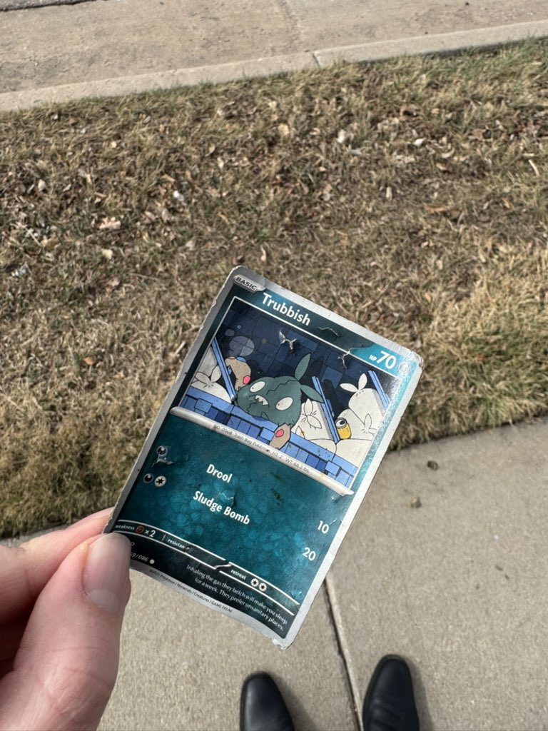 twolly11's tweet photo. Found a discarded Trubbish card on the sidewalk https://t.co/DPKKW7IT3K