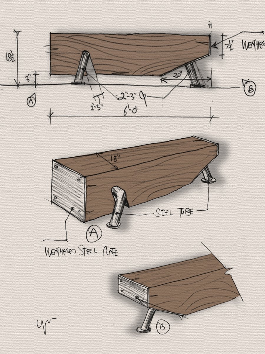 McCartanDesign's tweet photo. Our slinking bench collection had legs of steel. https://t.co/OVPWgN3urq