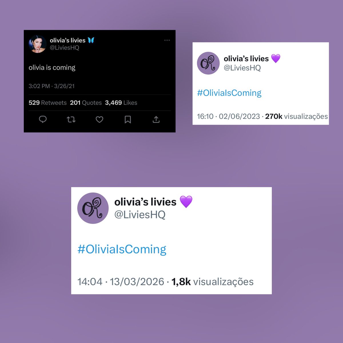 do you get deja vu, huh? 💜

2021, 2023, 2026 #OliviaIsComing