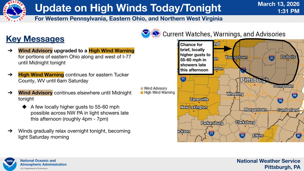 The Wind Advisory for parts of eastern Ohio along/west of I-77 has been ...