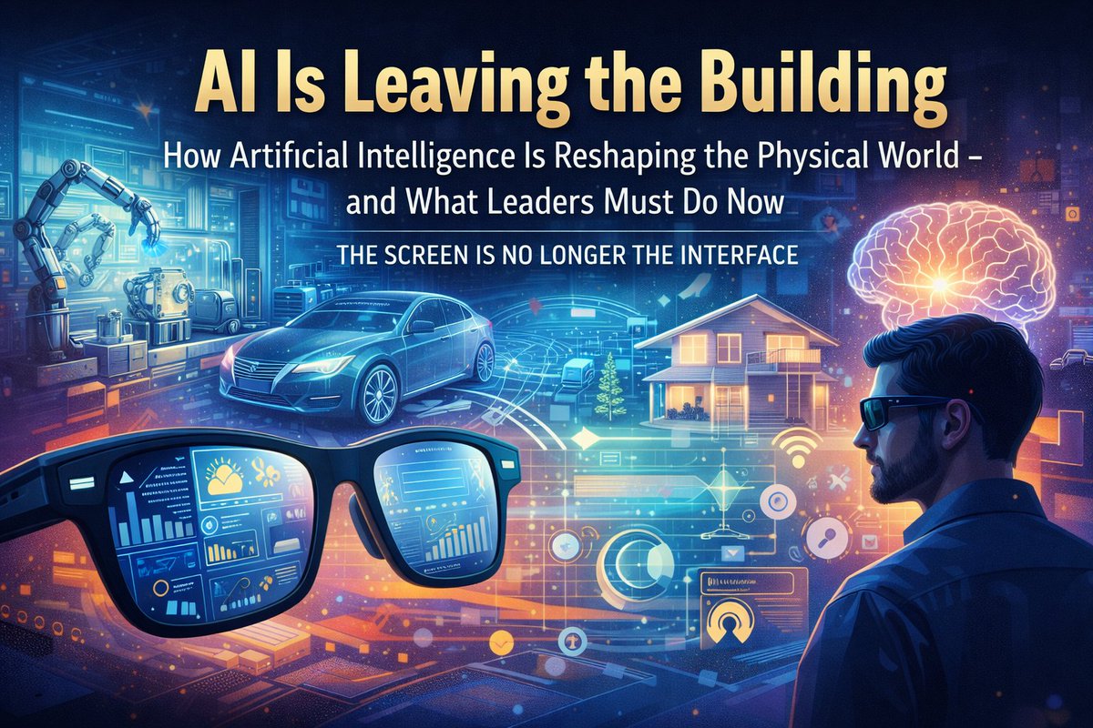 SignalCory's tweet photo. AI isn't just on your screen anymore.

It's in your factory. Your car. Your glasses. Your city.

The physical world is getting a brain.

New piece on what that means — and what leaders need to do now.

🔗 https://t.co/jXKeuG4bqX

#AI #PhysicalAI #FutureOfWork https://t.co/zrl5MLaPBa