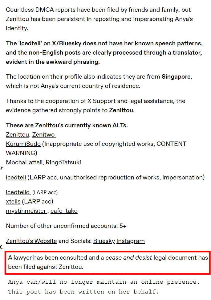 ⚠️ Zenittou impersonated Anya (icedteii) tweet media