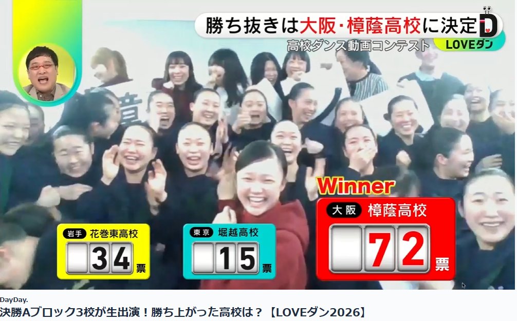 DayDay.
決勝Aブロック3校が生出演！勝ち上がった高校は？【LOVEダン2026】4/12まで視聴可能