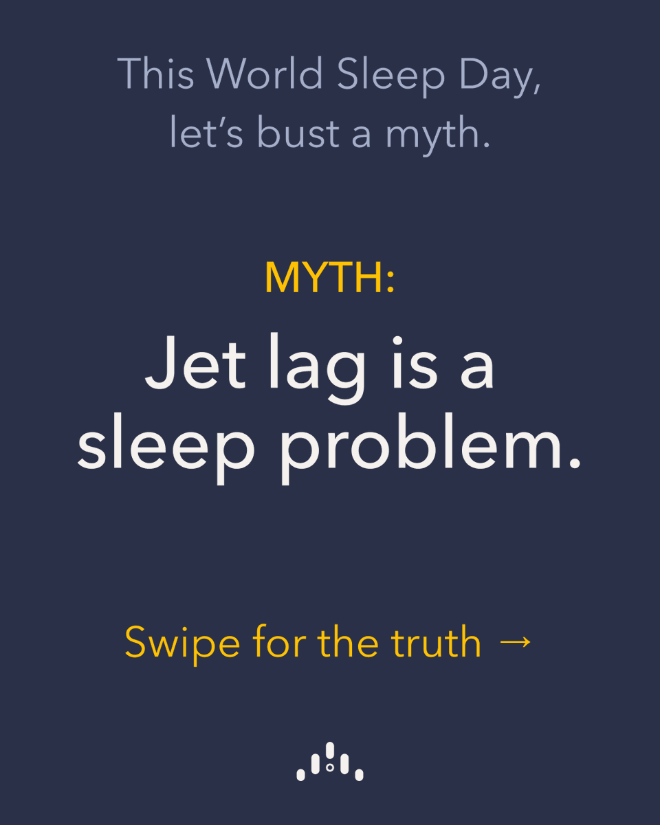 timeshifterapp's tweet photo. This World Sleep Day, we're setting the record straight on one of travel's most misunderstood issues — jet lag.

Jet lag isn't a sleep problem — it's circadian misalignment. When you cross time zones faster than the master clock in your brain can adjust, your entire biology falls out of sync. Not just your sleep, but alertness, mood, metabolism, digestion, and more.

Make jet lag history with the Timeshifter jet lag app and make the most of every trip. Your first jet lag plan is free.

Learn more: https://t.co/Bs1r1afMNd

#WorldSleepDay #Timeshifter #JetLag #Sleep #SleepHealth #SleepTips #CircadianRhythms #TravelTips #BusinessTravel