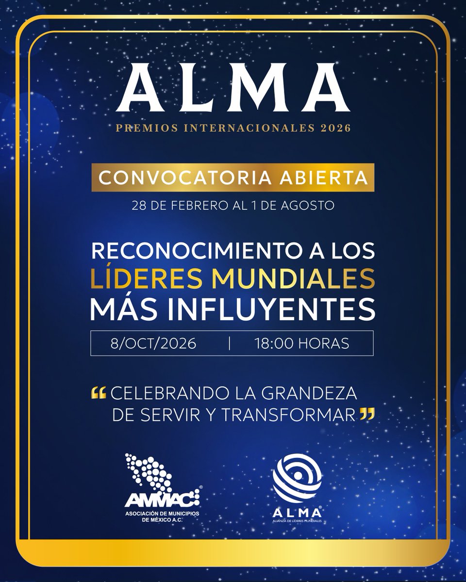 PremiosInteALMA's tweet photo. ✨ ¡Convocatoria abierta! Para líderes influyentes del ámbito público, empresarial, artístico, social y cultural que están generando un impacto positivo en la sociedad. 📷https://t.co/n7yoQjfJpF https://t.co/5dPqQzt5EP