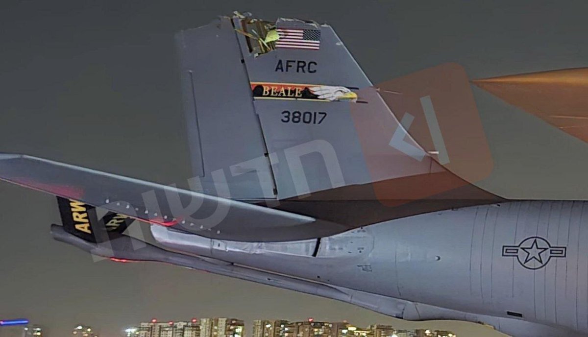 simpatico771's tweet image. ⚡️🇺🇸Damage to the US KC-135 fueler appears to indicate the other tanker which crashed had sheered off the surviving tanker's tail with its wings, thus refuting the 'shoot down' theory--although anything is possible.