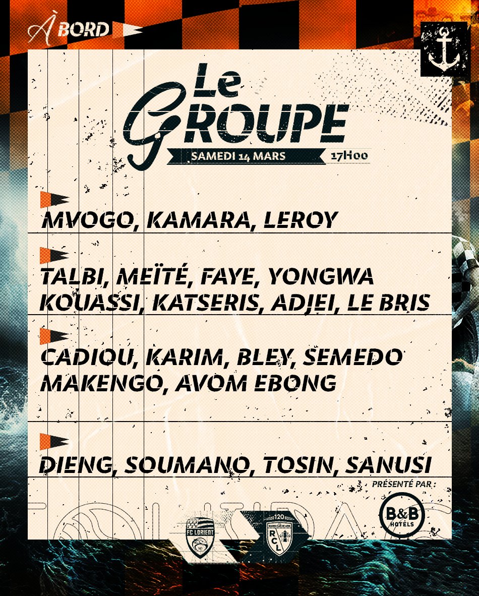 FCLorient's tweet image. 🔶 𝙇𝙚 𝙜𝙧𝙤𝙪𝙥𝙚 pour affronter les Sang et Or demain au stade du Moustoir (17h00).

#FCLRCL