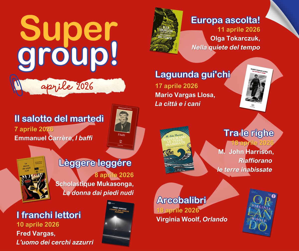 🌷 Ad aprile proseguono gli appuntamenti con i nostri 𝐆𝐫𝐮𝐩𝐩𝐢 𝐝𝐢 𝐥𝐞𝐭𝐭𝐮𝐫𝐚!
Vi aspettano 7 incontri per parlare di libri e delle storie che vi hanno conquistato! 😍
Non mancate! 😉
Qui trovate tutte le informazioni sui nostri gruppi 👉  biblioteche.comune.modena.it/partecipa-alle…