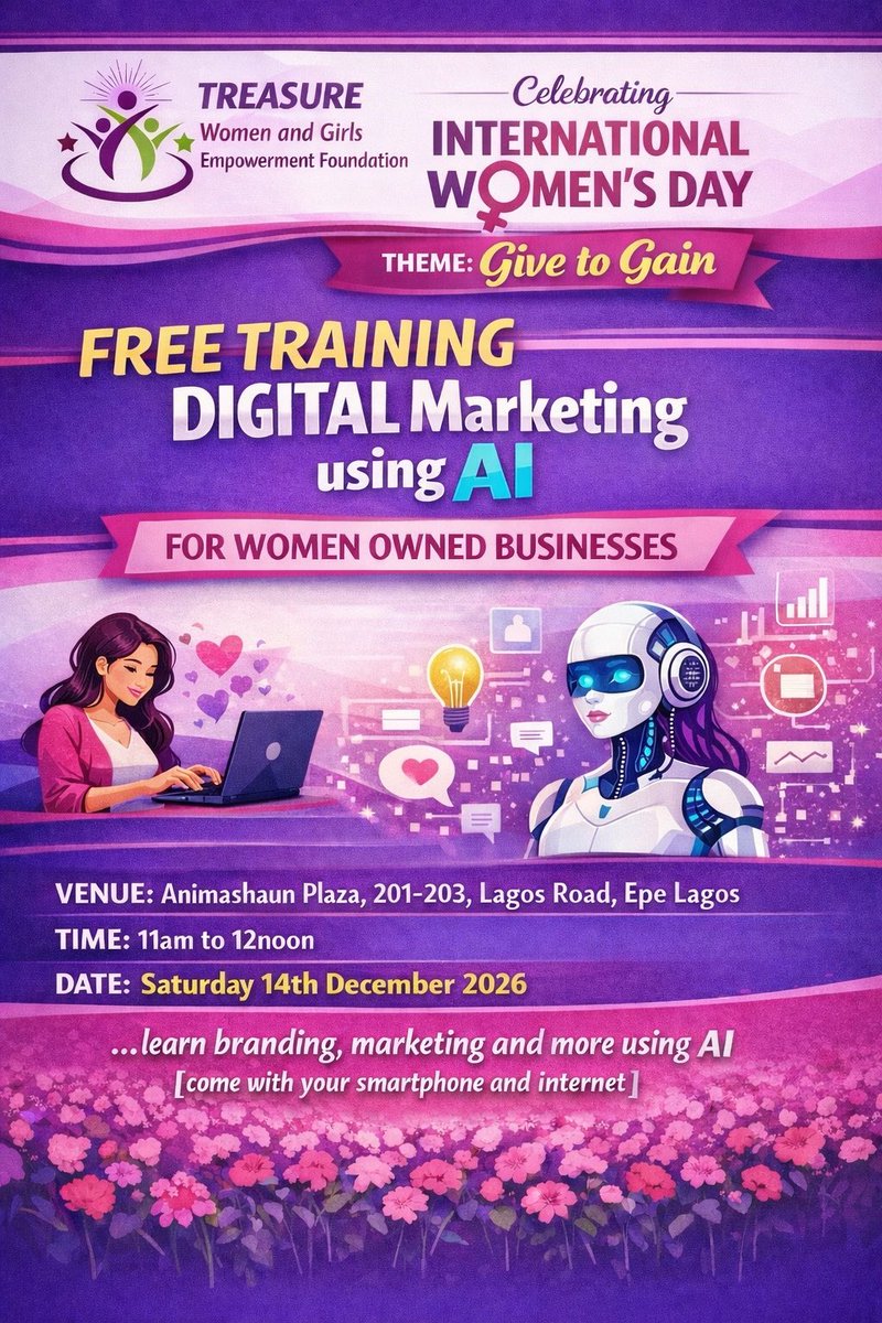 WomenEpe's tweet photo. This hands-on session will show you practical ways to use your smartphone and AI tools to promote your business online, reach more customers, boost sales, and grow your brand without spending a fortune. https://t.co/CYRW0ysPVA