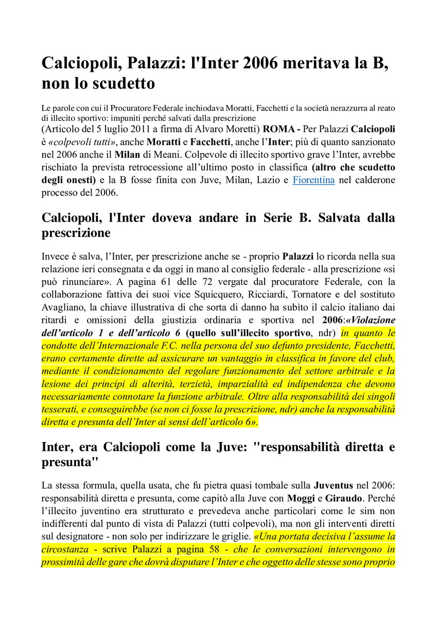 MarcoCento38849's tweet photo. Calciopoli, Palazzi: l'Inter 2006 meritava la B, non lo scudetto. https://t.co/3wY1eRAedX