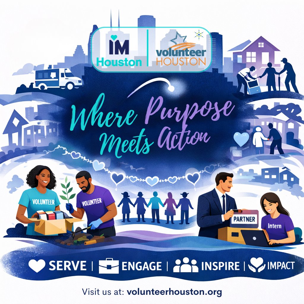 VolunteerHou's tweet photo. Building a Stronger Greater Houston Through Service 

Volunteer Houston, a program of IM Houston and the local Points of Light affiliate, connects individuals, organizations, and corporate partners to meaningful ways to serve through volunteerism. https://t.co/8jzMMD7JPE