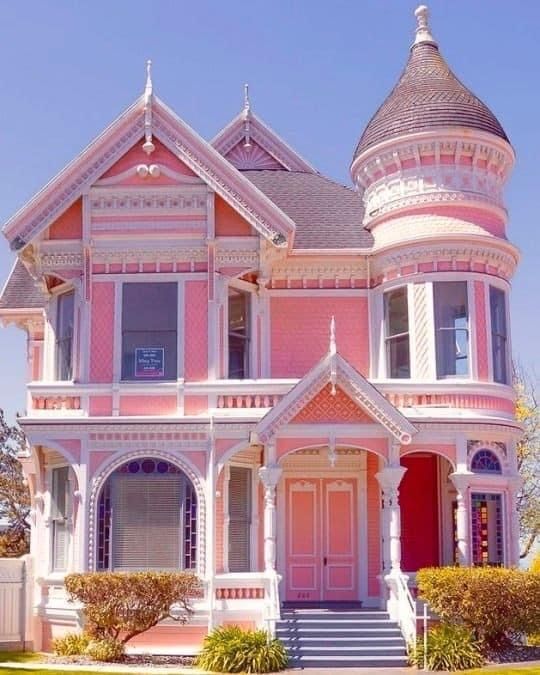 pink pretty victorian houses