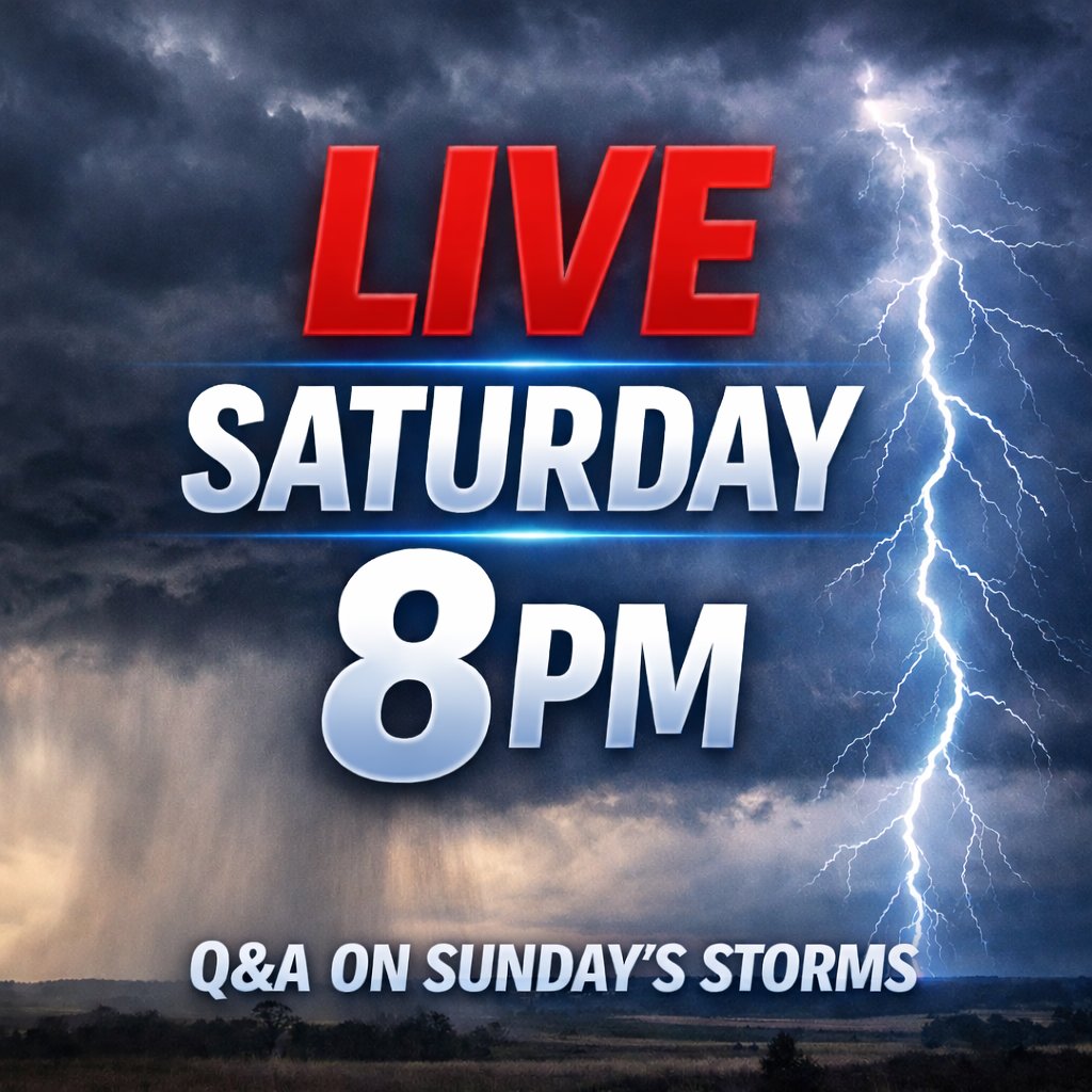 SumnerSevereWx's tweet photo. I’ll be going LIVE tomorrow around 8 PM to talk about the Sunday evening/overnight storm system.
I’ll cover:
• Timing
• Main threats
• Preparation
• WeatherCall alerts
• Latest forecast updates
Plus answer your questions live.
Share so others can join in. https://t.co/X34DaGJUvj