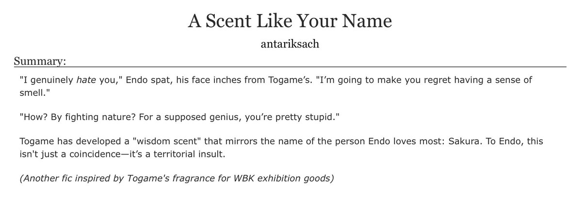 antariksach's tweet photo. — A Scent Like Your Name
#ymsk #endosaku #やまさく ⛰️🌸
(implied) 🐢🌸
🏷️ omegaverse, alpha/omega, scent & smells, fluff & crack, triggered alpha rivalry
🔗 https://t.co/MtuPyYUN2X https://t.co/gBYBC8mbY4