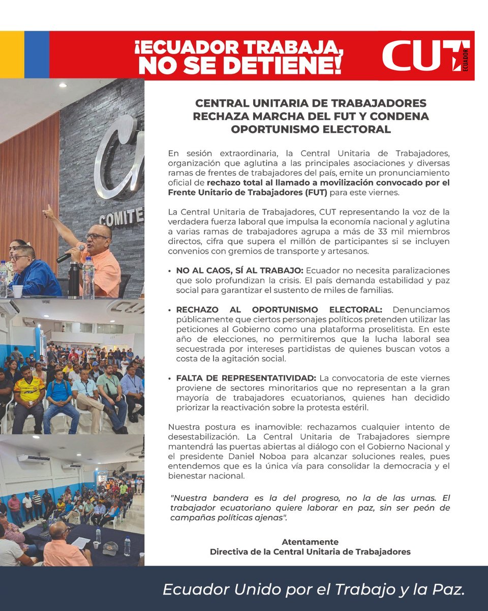 Central Unitaria de Trabajadores del Ecuador CUT tweet media