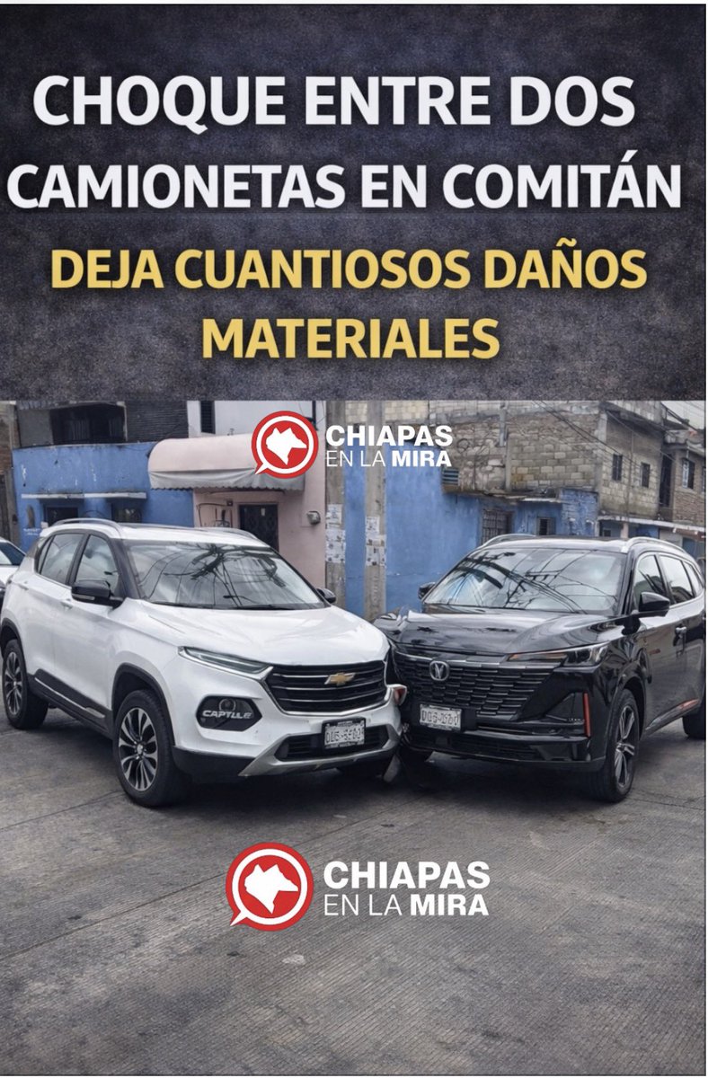 CHOQUE ENTRE DOS CAMIONETAS EN COMITÁN DEJA DAÑOS MATERIALES

Comitán de Domínguez, Chiapas.— Un choque entre dos camionetas de reciente modelo se registró hace unos minutos en calles de la ciudad de Comitán, dejando como saldo daños materiales y momentos de tráfico en la zona.