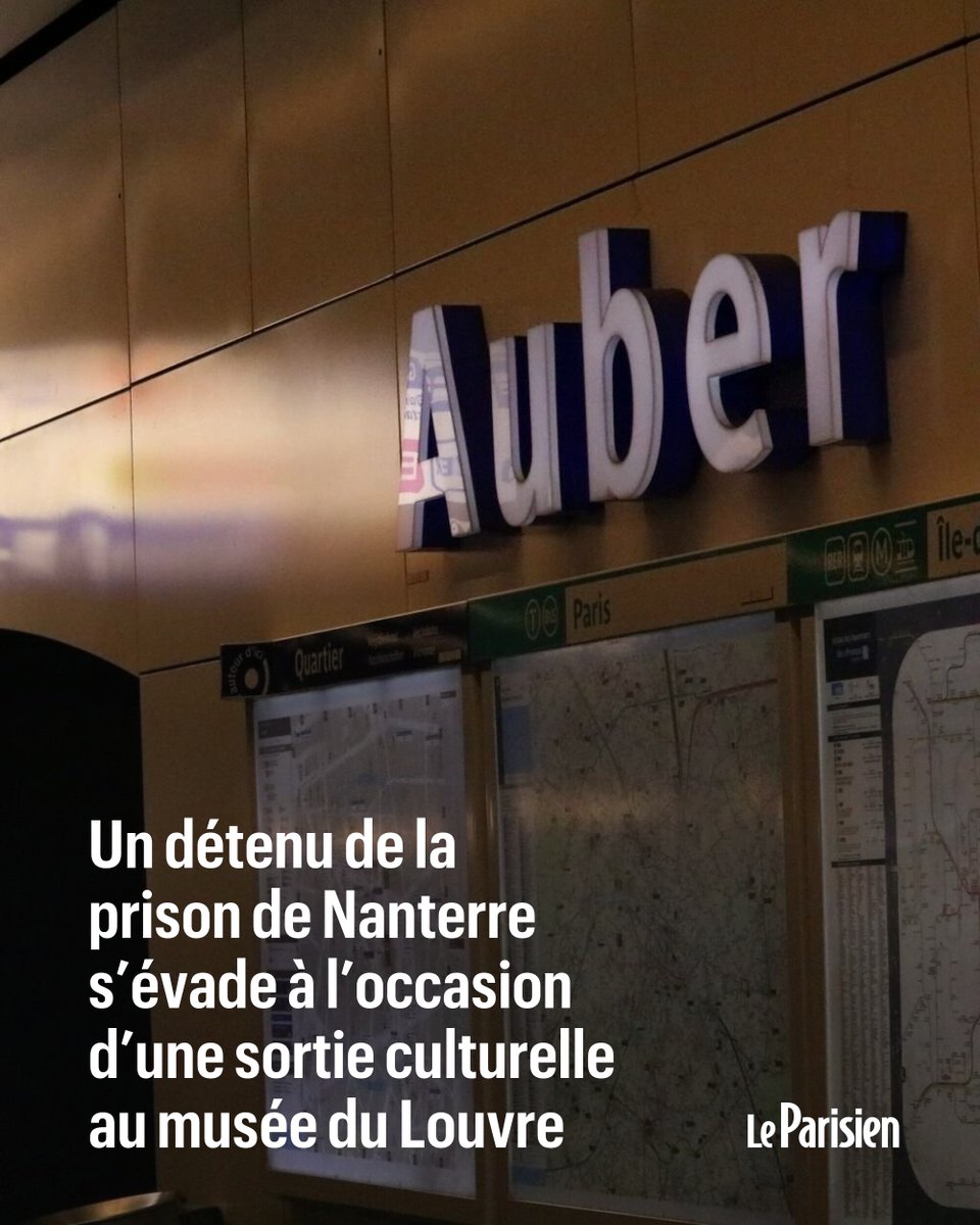 Un détenu de la prison de Nanterre s’évade à l’occasion d’une sortie culturelle au musée du Louvre
➡️ l.leparisien.fr/zH9D