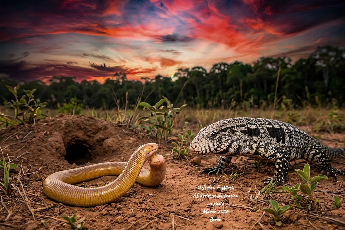 #Wormlizards (#Amphisbaenia) are the closest relatives of true lizards (#Lacertidae) and together they form the taxon #Lacertibaenia. Fossil remains of extinct species indicate that Amphisbaenia date back to after the breakup of the supercontinent Pangaea. Most extant species are