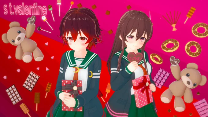 一ヶ月遅れだけどバレンタインSS 艦娘からアタナへ シーンデータお借りしてます #睦月 #如月 #吹雪 #コイカツ #koikatsu