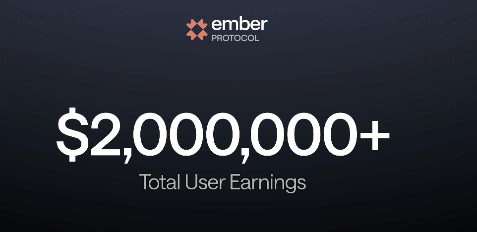 0xcryptoturkey's tweet photo. New : @EmberProtocol users have earned a total of over $2M in revenue using Ember https://t.co/JeX9YKLQQM