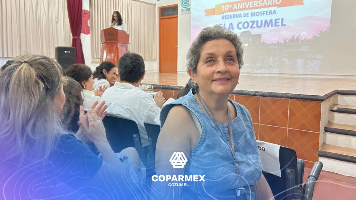Participamos hoy en el 10º Aniversario de la Reserva de Biosfera Isla Cozumel (MaB UNESCO). Nuestra consejera Cecilia Alcérreca Joaquín representó a COPARMEX Cozumel en este importante foro de gobernanza y desarrollo sostenible. 🏝️📈