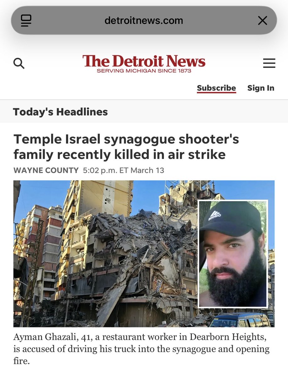 AckermanAppeals's tweet photo. Disgusted by the front page of the @detroitnews 
 
First, this man attempted a terrorist attack on a synagogue and NURSERY SCHOOL.  NOTHING justifies that conduct.
 
Second, I’m seeing reports, including CBS News, that the perpetrator’s brothers were in Hezbollah, the terrorist organization firing rockets indiscriminately at civilians in Israel.  That seems relevant if you are going to focus on this story.
 
Third, I cannot stand the media’s tendency to humanize the people who commit these atrocities.  I felt the same way watching the coverage of the Boston Marathon bomber while I was in college in Boston.  That attention only inspires more attacks from losers and loners.  Stop giving them notoriety. 
 
Nothing that happened overseas or in this man’s life will ever justify attempting a terrorist attack ON A PRESCHOOL.
 
Shame on the Detroit News.  This kind of coverage puts Jews at risk.